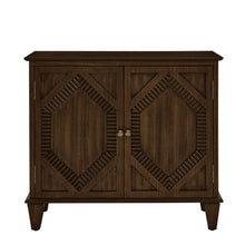 Load image into Gallery viewer, Wood Carved Geometric Accent Cabinet With Two Doors - Brown