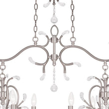 Load image into Gallery viewer, 29" Eight Light Metal Dimmable Chandelier With Shades - Nickel / Clear
