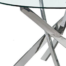 Load image into Gallery viewer, Glass And Metal Cross Leg Base Round Top Dining Table - Clear