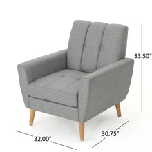 Load image into Gallery viewer, Fabric Channel Stitch Club Chair With Tufted Back - Gray