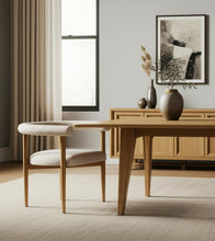 Load image into Gallery viewer, Upholstered Cushion Solid Wood Open Back Dining Arm Chair - Brown