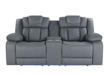 Load image into Gallery viewer, Faux Leather Power Reclining Loveseat With Storage - Light Gray