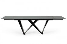 Load image into Gallery viewer, Ceramic Metal Self-Storing Leaf Pedestal Base Extendable Dining Table - Black