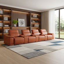 Load image into Gallery viewer, Italian Leather Reclining Metal USB Sofa (720413) - Camel