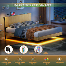 Load image into Gallery viewer, Floating Bedstead With Charging Station And LED Lights