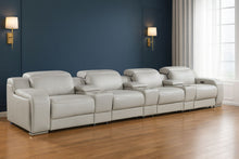 Load image into Gallery viewer, 169" Italian Leather Reclining USB Sofa - Light Gray