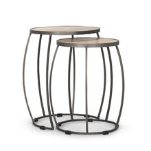 Load image into Gallery viewer, Solid Wood Iron Round Frame Nested Tables (Set of 2) - Natural / Silver