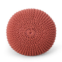 Load image into Gallery viewer, Bordeaux - Knitted Round Pouf Ottoman, Floor Cushion