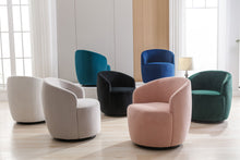 Load image into Gallery viewer, Swivel Accent Armchair Barrel Chair With Powder Coating Metal Ring