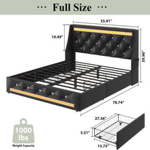 Load image into Gallery viewer, Wingback Upholstered Bed Frame With LED Lights, Charging Station