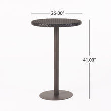Load image into Gallery viewer, Outdoor Round Rattan Bar Table With Iron Frame - Multi Brown