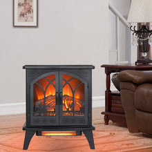 Load image into Gallery viewer, 24" 3D Flame Electric Infrared Quartz Fireplace Stove With Remote Control - Antique Black