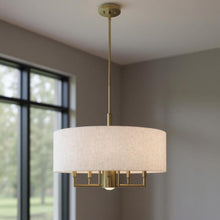 Load image into Gallery viewer, 25" Six Light Dimmable Chandelier With Shades - Antiqued Brass