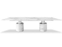 Load image into Gallery viewer, 180" Marble Double Pedestal Base Dining Table - White