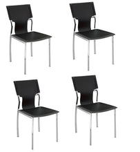 Load image into Gallery viewer, Metal Leather Partially Open Back Dining Side Chairs (Set of 4) - Black