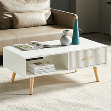 Load image into Gallery viewer, Modern Rectangle Coffee Table With Legs, Sliding Drawer For Storage - White