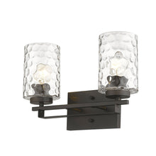 Load image into Gallery viewer, Metal And Pebbled Glass Two Light Wall Sconce - Bronze