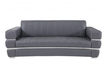 Load image into Gallery viewer, Italian Leather Sofa With Silver Legs - Dark Gray