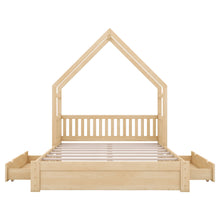 Load image into Gallery viewer, House Style Platform Bed With Guardrail And 2 Drawers