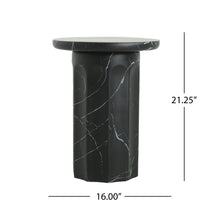 Load image into Gallery viewer, Outdoor Lightweight Concrete BMarble Effect Side Table, Living Room End Table - Black / Marble