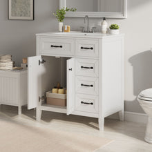 Load image into Gallery viewer, Bathroom Vanity With Sink, Freestanding Design, Soft Close Doors & Drawers - White
