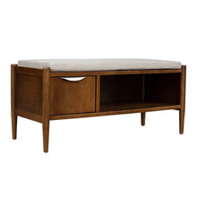 Load image into Gallery viewer, Accent Bench With Storage, Upholstered Cushion - Walnut Brown