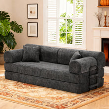 Load image into Gallery viewer, Modern 2 Tone Fabric Convertible Sleeper Sofa Bed