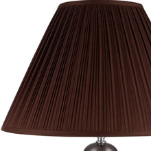 Load image into Gallery viewer, Ceramic Urn Bedside Table Lamp With Brown Empire Shade - Silver