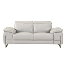 Load image into Gallery viewer, Genuine Leather Love Seat - Light Gray / Silver