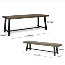 Load image into Gallery viewer, Outdoor 3 Piece Picnic Dining Set - Gray / Rustic Metal