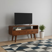 Load image into Gallery viewer, Solid Wood Enclosed Open Storage TV Stand (719177) - Chestnut