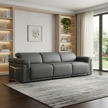 Load image into Gallery viewer, Top Grain Leather Reclining Metal USB Sofa (720430) - Dark Gray