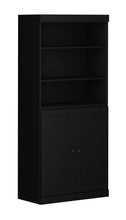 Load image into Gallery viewer, Adjustable Six Tier Library Bookcase With Two Doors - Black
