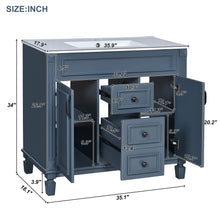 Load image into Gallery viewer, 36" Bathroom Vanity With Top Sink, Basin On Cabinet With 2 Soft Closing Doors And 2 Drawers - Blue