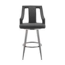 Load image into Gallery viewer, 45" Faux Leather Swivel Bar Height Bar Chair - Gray / Silver