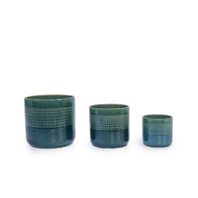 Load image into Gallery viewer, Grid Flowerpot (Set of 3), Planter For Patio, Garden, Windowsill - Blue / Green