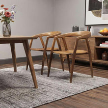 Load image into Gallery viewer, Solid Wood Open Back Dining Arm Chairs (Set of 2) - Walnut / Brown