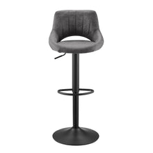 Load image into Gallery viewer, Faux Leather Swivel Low Back Adjustable Height Bar Chairs With Footrest 42" (Set of 2) - Gray and Black