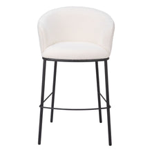 Load image into Gallery viewer, 30" Shearling And Steel Bar Height Bar Chair - Ivory / Black