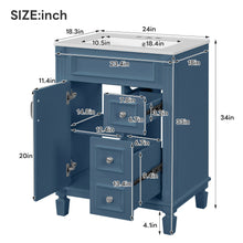 Load image into Gallery viewer, Bathroom Vanity With Ceramic Sink, Compact Cabinet With 2 Drawers And Adjustable Shelf - Blue