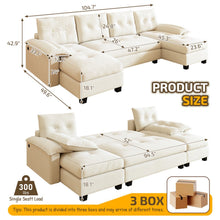 Load image into Gallery viewer, U-Shaped Sleeper Sofa With Pull Out Bed
