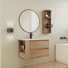 Load image into Gallery viewer, Modern Wall Mounted Bathroom Vanity With Ceramic Sink And Storage Rack, 2 Soft Close Drawers