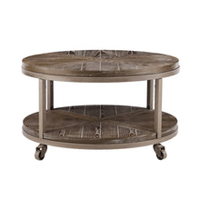 Load image into Gallery viewer, Wood With Iron Round Distressed Coffee Table - Brown