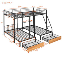 Load image into Gallery viewer, Triple Bunk Bed With Drawers And Guardrails