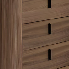 Load image into Gallery viewer, White Marble Manufactured Wood Solid Wood Stainless Steel Five Drawer Chest - Walnut