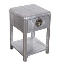 Load image into Gallery viewer, Aluminum Square End Table With Drawer And Shelf - Silver