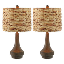 Load image into Gallery viewer, Gourd Bedside Lamps With Drum Shades (Set of 2) - Dark Brown / Natural