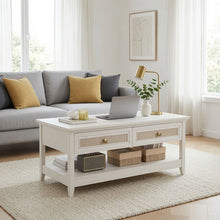 Load image into Gallery viewer, Coffee Table With Drawers & Storage Shelf - White