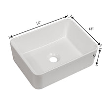 Load image into Gallery viewer, Sleek Ceramic Rectangular Vessel Bathroom Sink