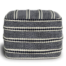 Load image into Gallery viewer, Corrie - Square Outdoor / Indoor Pouf - Navy / White